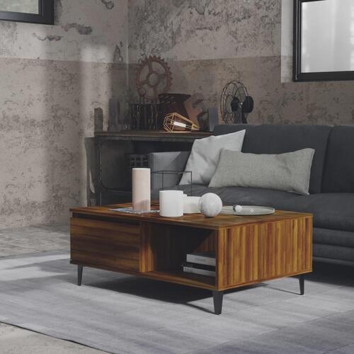 Sofabord 90x60x35 cm konstrueret træ brun egetræsfarve