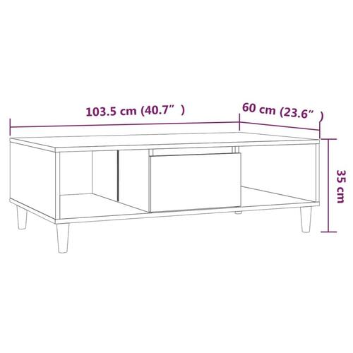Sofabord 103,5x60x35 cm spånplade brun egetræsfarve