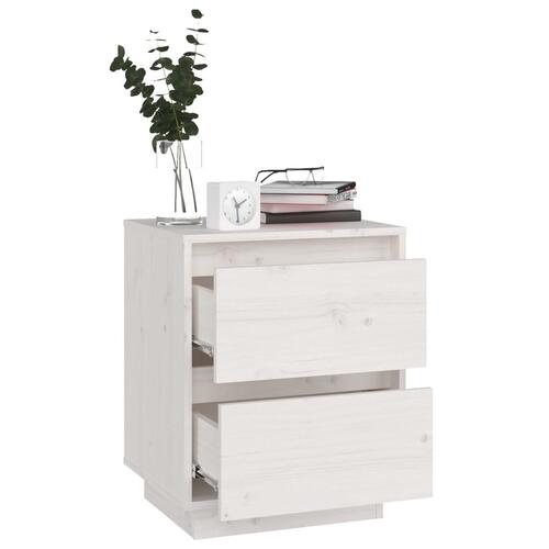 Sengebord 40x35x50 cm massivt fyrretræ hvid