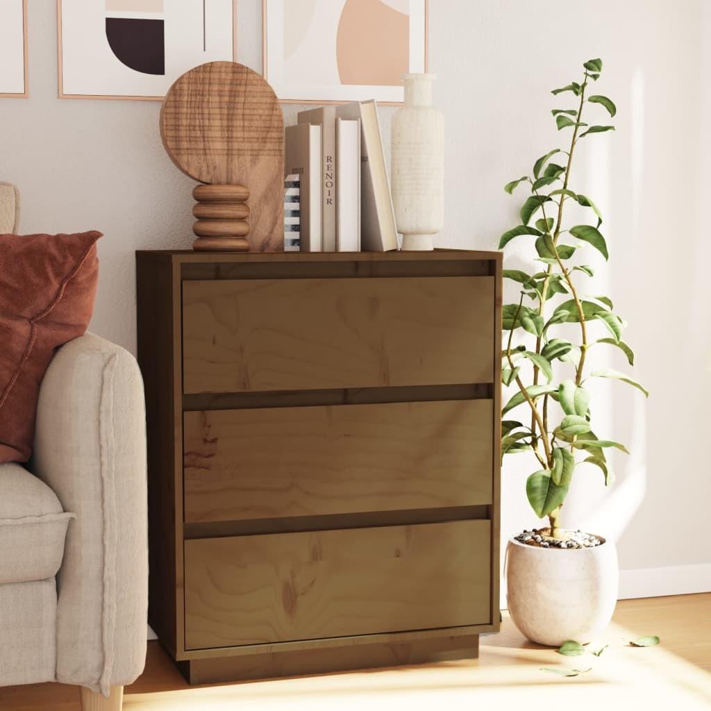 Skænk 60x34x75 cm massivt fyrretræ gyldenbrun