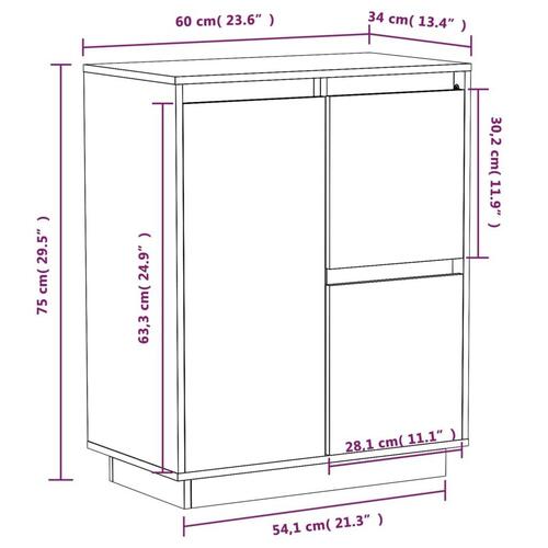 Skænk 60x34x75 cm massivt fyrretræ
