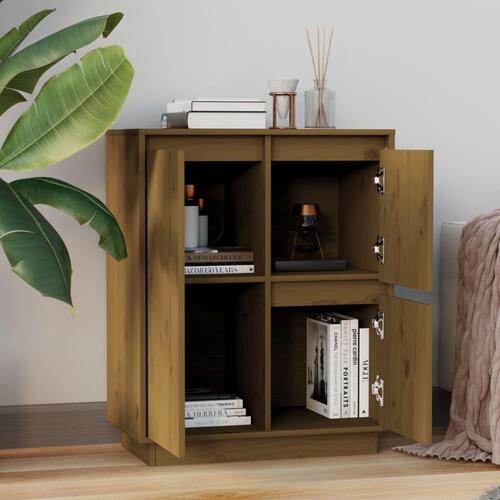 Skænk 60x34x75 cm massivt fyrretræ gyldenbrun