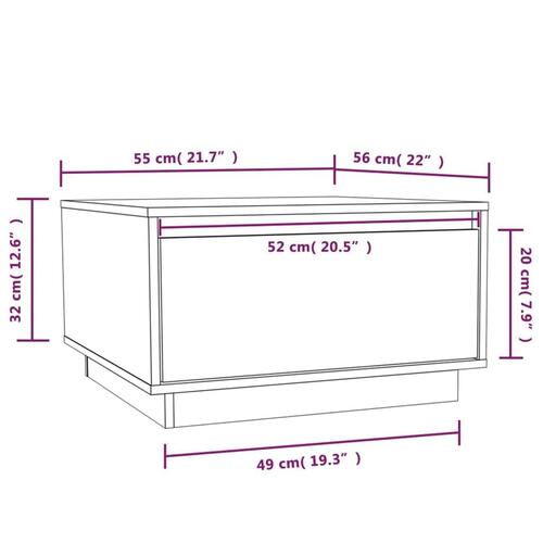 Sofabord 55x56x32 cm massivt fyrretræ