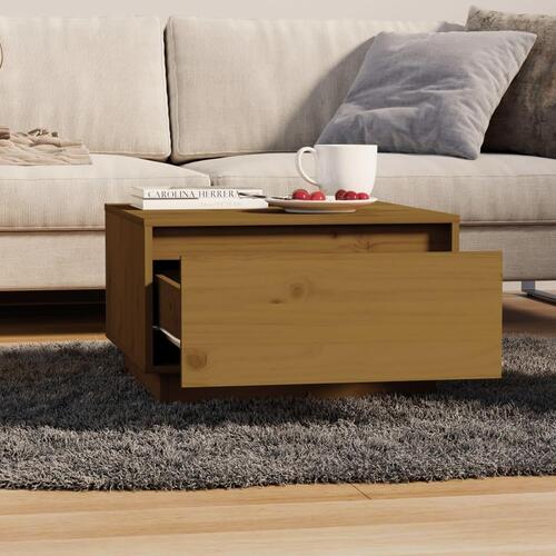 Sofabord 55x56x32 cm massivt fyrretræ gyldenbrun