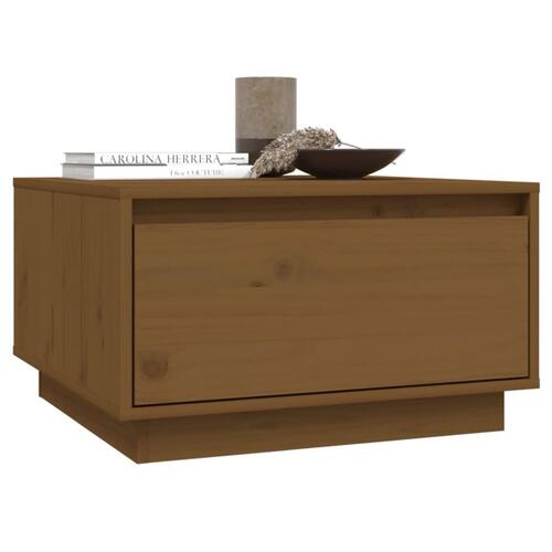 Sofabord 55x56x32 cm massivt fyrretræ gyldenbrun