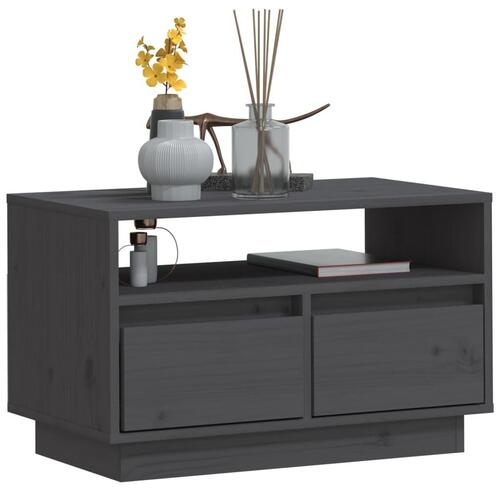 Tv-bord 60x35x37 cm massivt fyrretræ grå