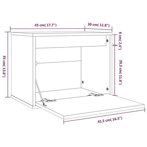 Vægskab 45x30x35 cm massivt fyrretræ sort