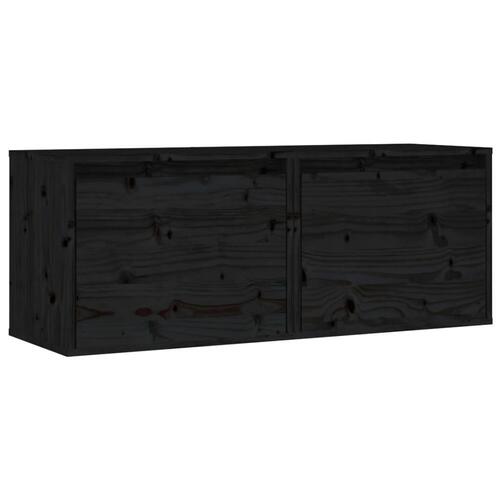 Vægskabe 2 stk. 45x30x35 cm massivt fyrretræ sort
