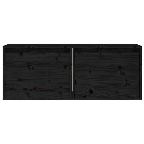 Vægskabe 2 stk. 45x30x35 cm massivt fyrretræ sort