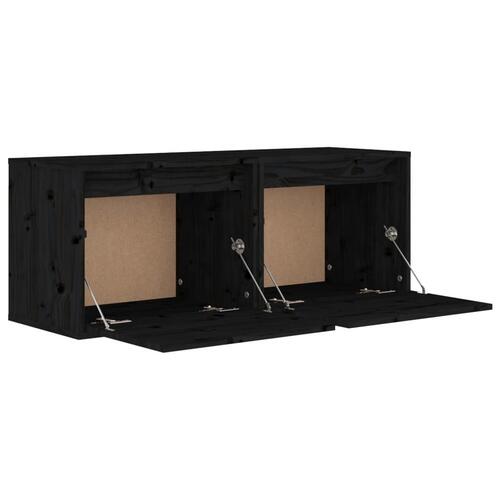 Vægskabe 2 stk. 45x30x35 cm massivt fyrretræ sort