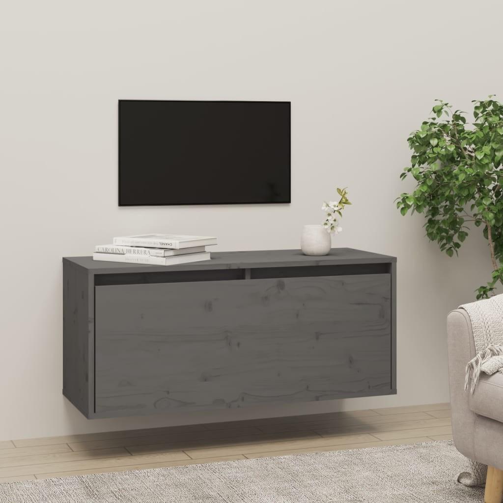 Vægskab 80x30x35 cm massivt fyrretræ grå
