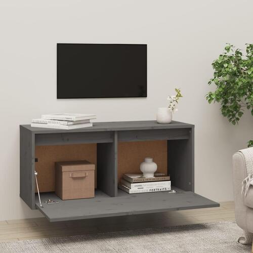 Vægskab 80x30x35 cm massivt fyrretræ grå