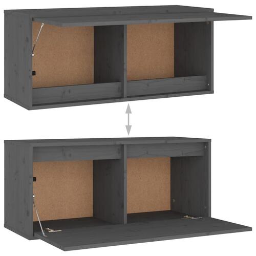 Vægskab 80x30x35 cm massivt fyrretræ grå