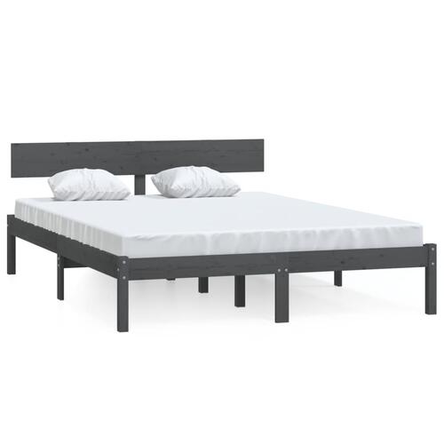 Sengeramme 150x200 cm King Size massivt fyrretræ grå