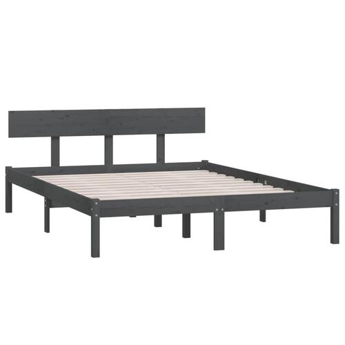 Sengeramme 150x200 cm King Size massivt fyrretræ grå