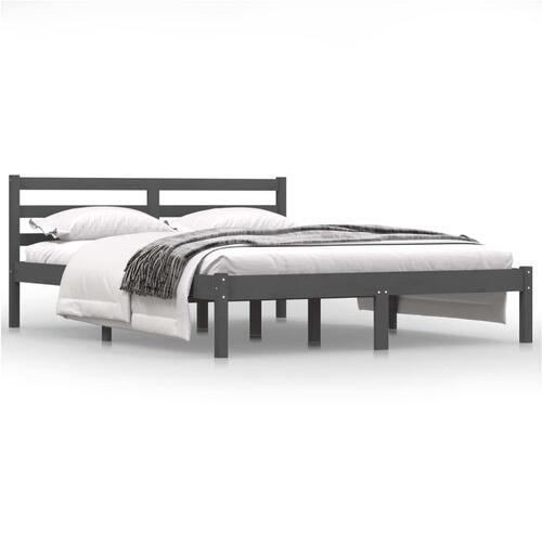Sengeramme 140x190 cm massivt fyrretræ grå