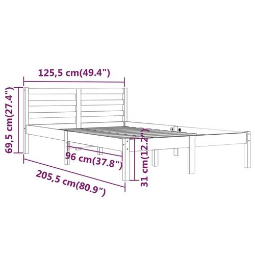 Sengeramme 120x200 cm massivt fyrretræ grå