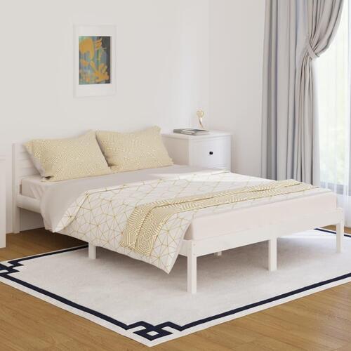 Sengeramme 140x200 cm massivt fyrretræ hvid