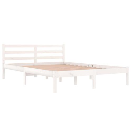 Sengeramme 140x200 cm massivt fyrretræ hvid