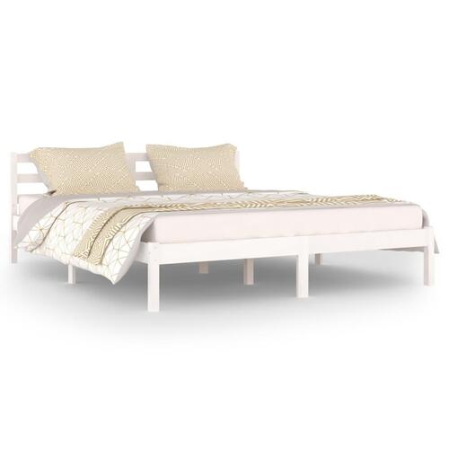 Sengeramme 160x200 cm massivt fyrretræ hvid