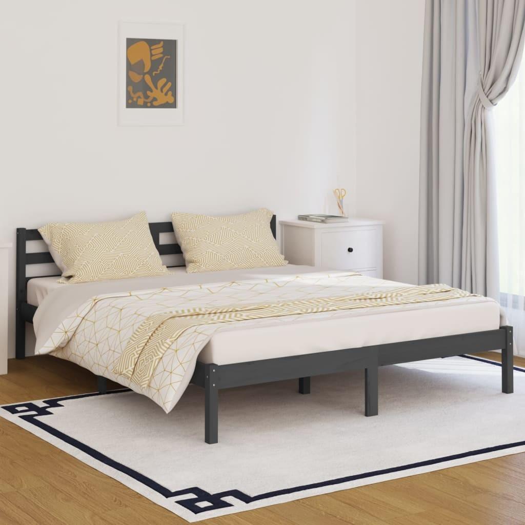 Sengeramme 160x200 cm massivt fyrretræ grå