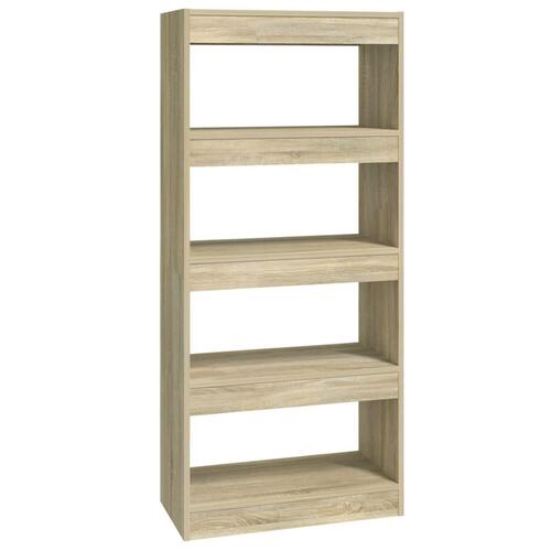 Bogreol/rumdeler 60x30x135 cm konstrueret træ sonoma-eg