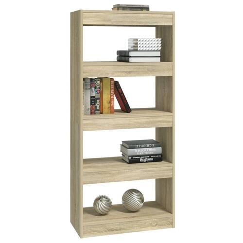 Bogreol/rumdeler 60x30x135 cm konstrueret træ sonoma-eg