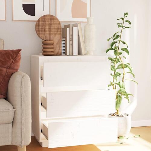 Skænk 60x34x75 cm massivt fyrretræ hvid