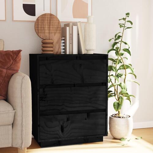 Skænk 60x34x75 cm massivt fyrretræ sort