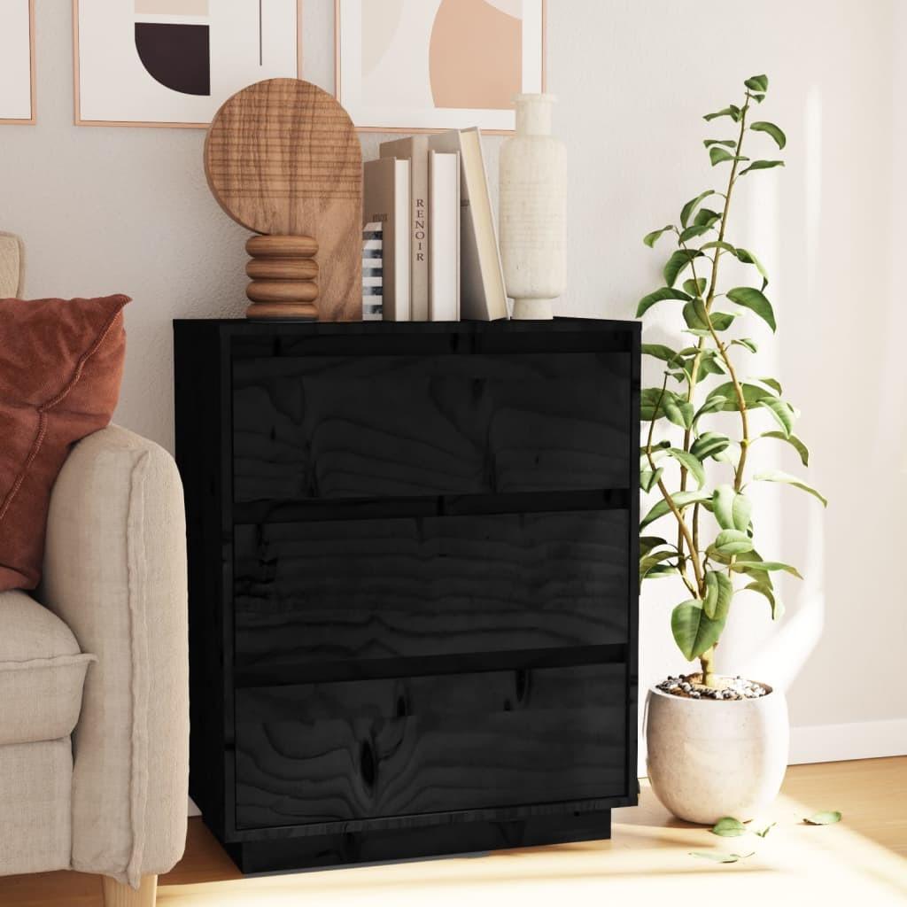 Skænk 60x34x75 cm massivt fyrretræ sort