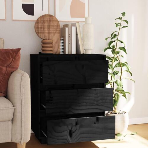 Skænk 60x34x75 cm massivt fyrretræ sort