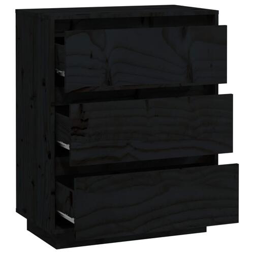 Skænk 60x34x75 cm massivt fyrretræ sort