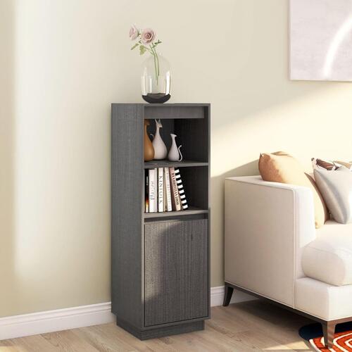 Skænk 37x34x110 cm massivt fyrretræ grå