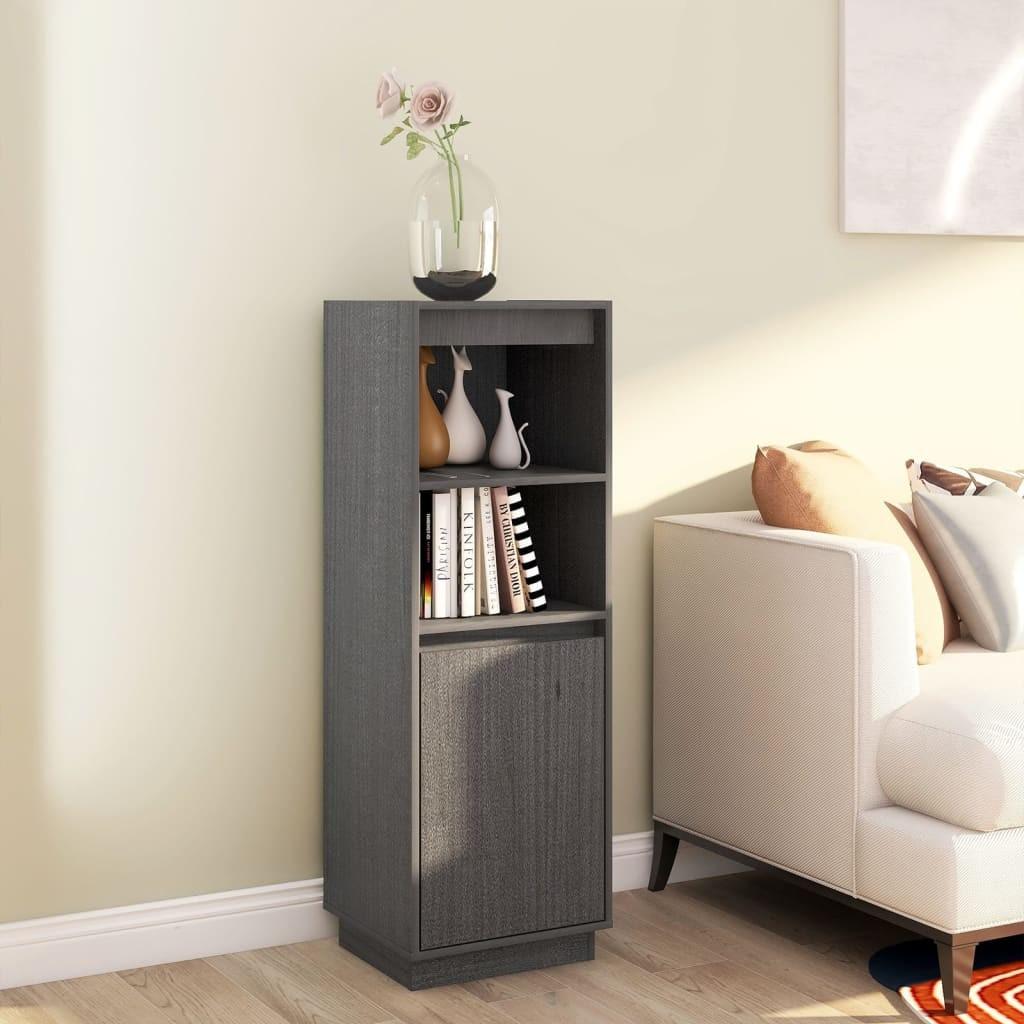 Skænk 37x34x110 cm massivt fyrretræ grå