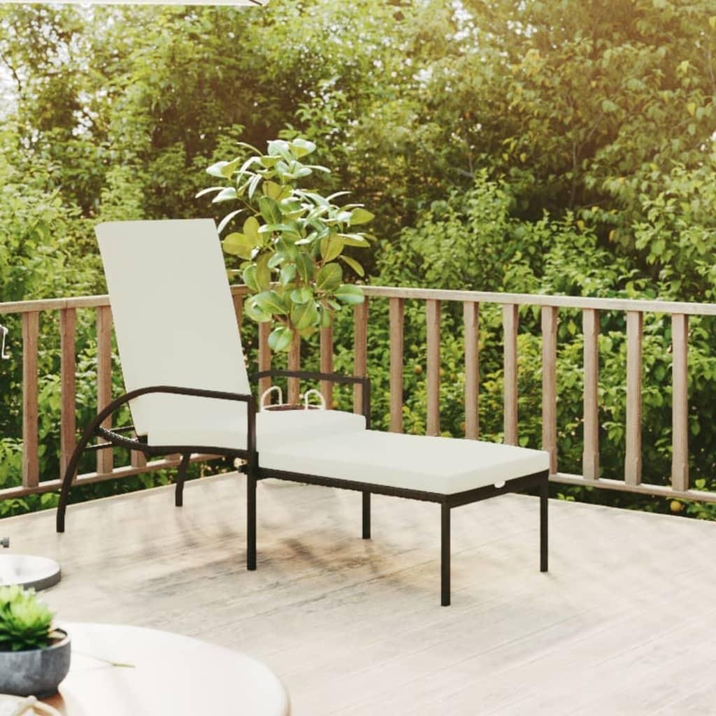 Liggestol med fodskammel polyrattan brun