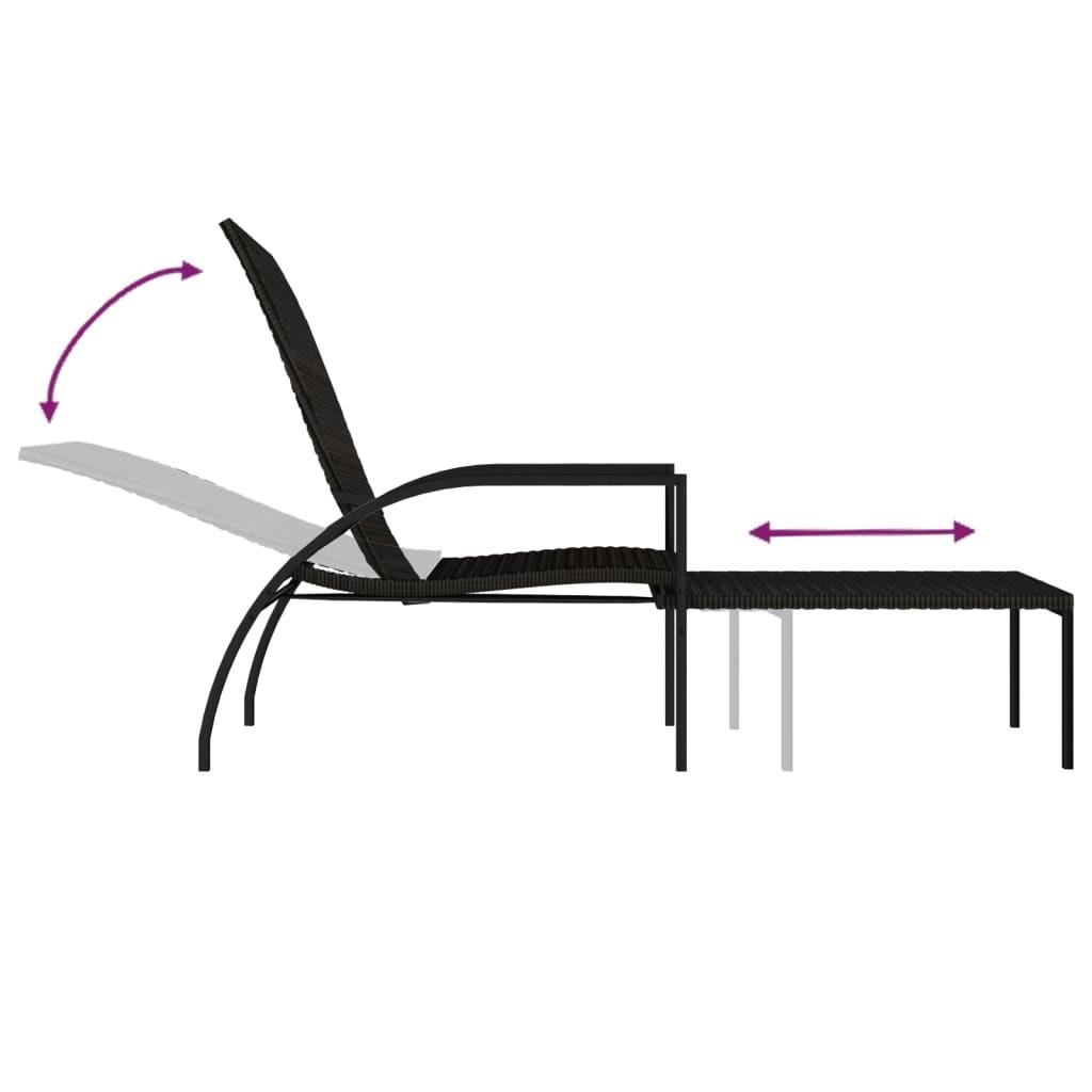 Liggestol med fodskammel polyrattan brun