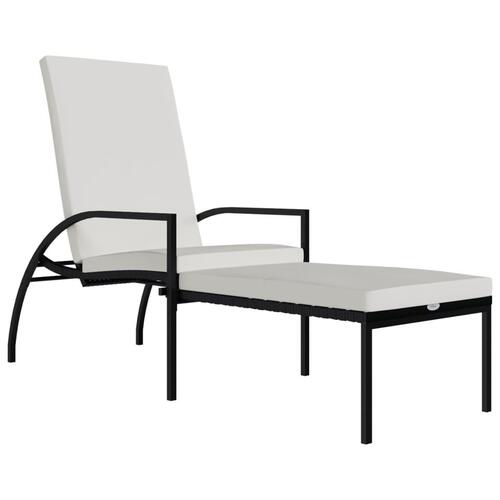 Liggestol med fodskammel polyrattan sort