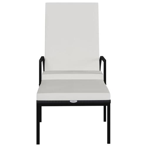 Liggestol med fodskammel polyrattan sort