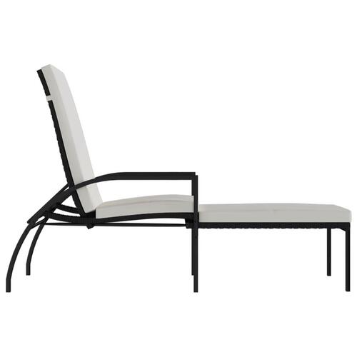 Liggestol med fodskammel polyrattan sort