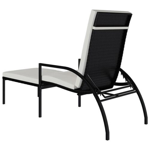Liggestol med fodskammel polyrattan sort