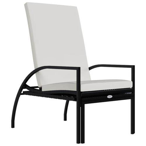 Liggestol med fodskammel polyrattan sort