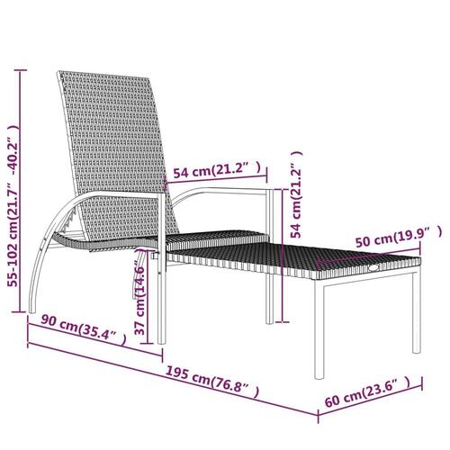 Liggestol med fodskammel polyrattan sort