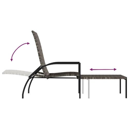 Liggestol med fodskammel polyrattan grå