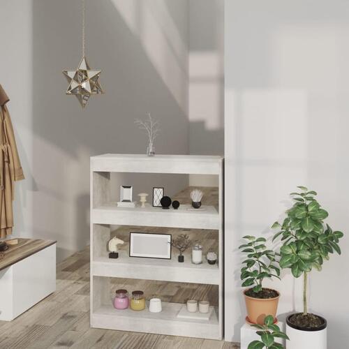 Bogreol/rumdeler 80x30x103 cm konstrueret træ betongrå