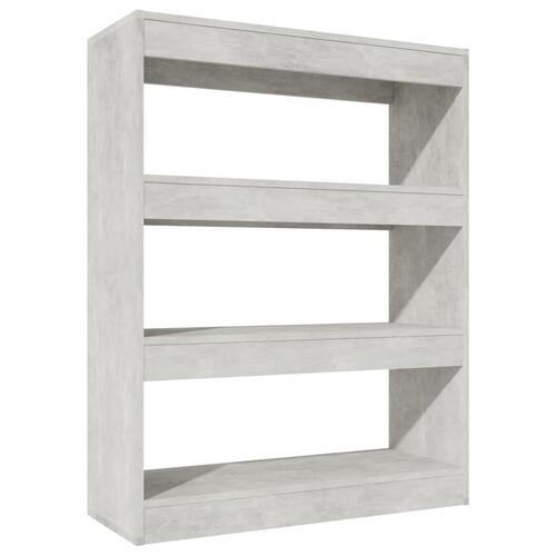 Bogreol/rumdeler 80x30x103 cm konstrueret træ betongrå