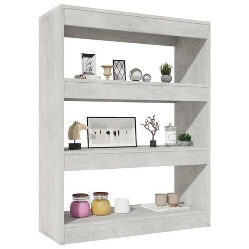 Bogreol/rumdeler 80x30x103 cm konstrueret træ betongrå