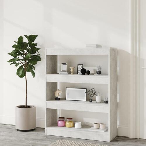 Bogreol/rumdeler 80x30x103 cm konstrueret træ betongrå