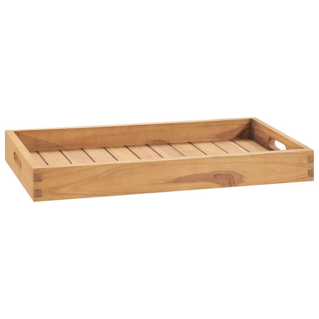 Serveringsbakke 60x35 cm massivt teaktræ