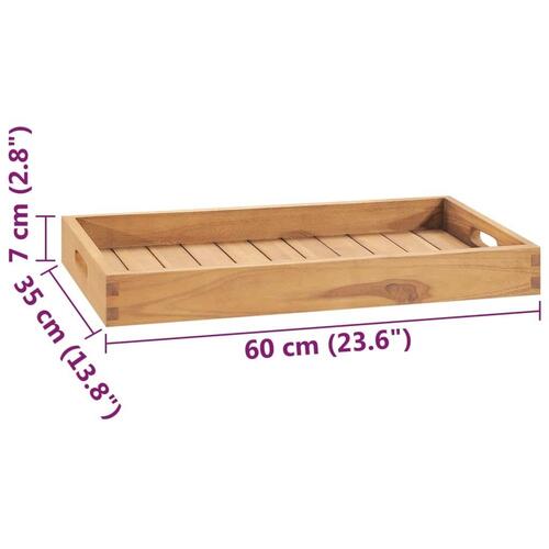 Serveringsbakke 60x35 cm massivt teaktræ