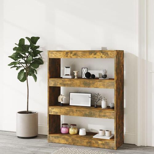 Bogreol/rumdeler 80x30x103 cm konstrueret træ røget egetræ
